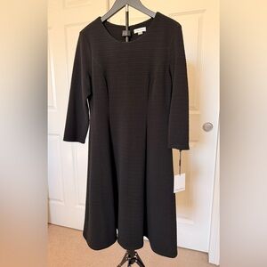 Calvin Klein Textured Black Long Sleeve Dress